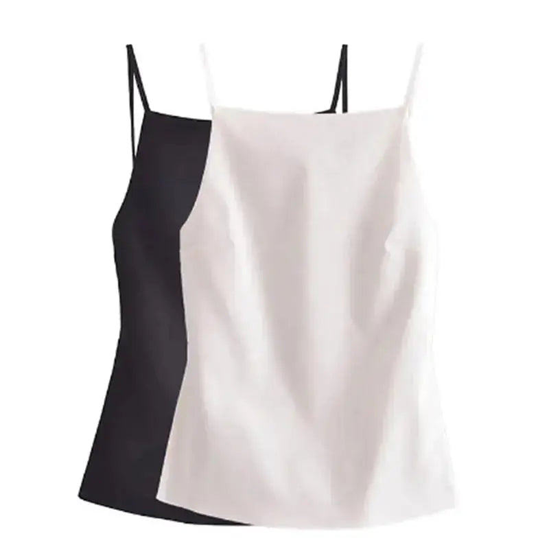 Women Fashion Solid Lace Up Backless Camisole Vintage Thin Straps Square Collar Female Chic Lady Tops