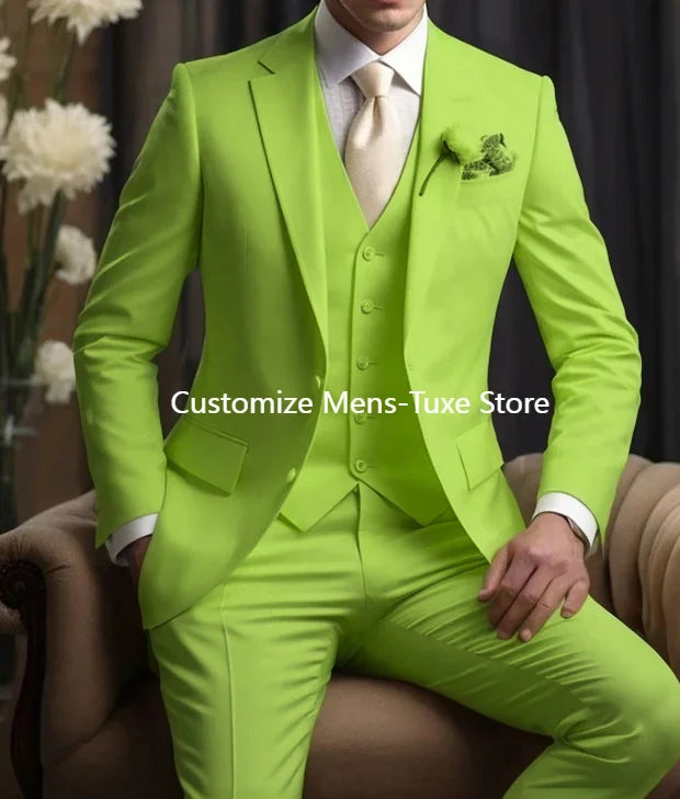Elegant Wedding Men's Suits Blazer Slim Fit 3 Pcs Jacket Pants Vest Luxury Costume Homme Formal Party Male Clothing