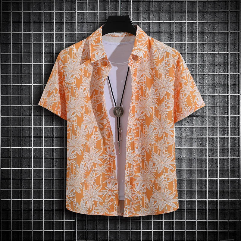 【14 colors】Men's Tropical Short Sleeve Printed Shirt Unisex Casual Tops