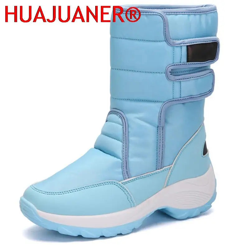 Waterproof Boots Women Winter Shoes Platform Boots WithThick Fur Mid-Calf Snow Boots Fashion Wedge Botas Mujer Shoes Woman