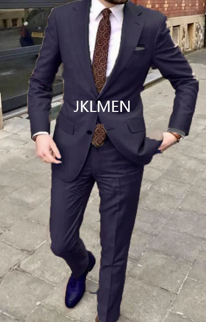 Men's Suit Handsome Casual 2 Piece Suit For Men Wedding Tuxedos Notched Lapel Groomsmen Business Prom Blazer