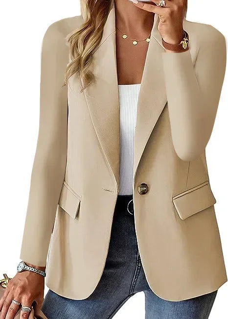 Women's S-2XL Size Commuter New Style Long Sleeved Fashion Cardigan Small Suit Coat Elegant Solid Color Casual Women's Suit Top