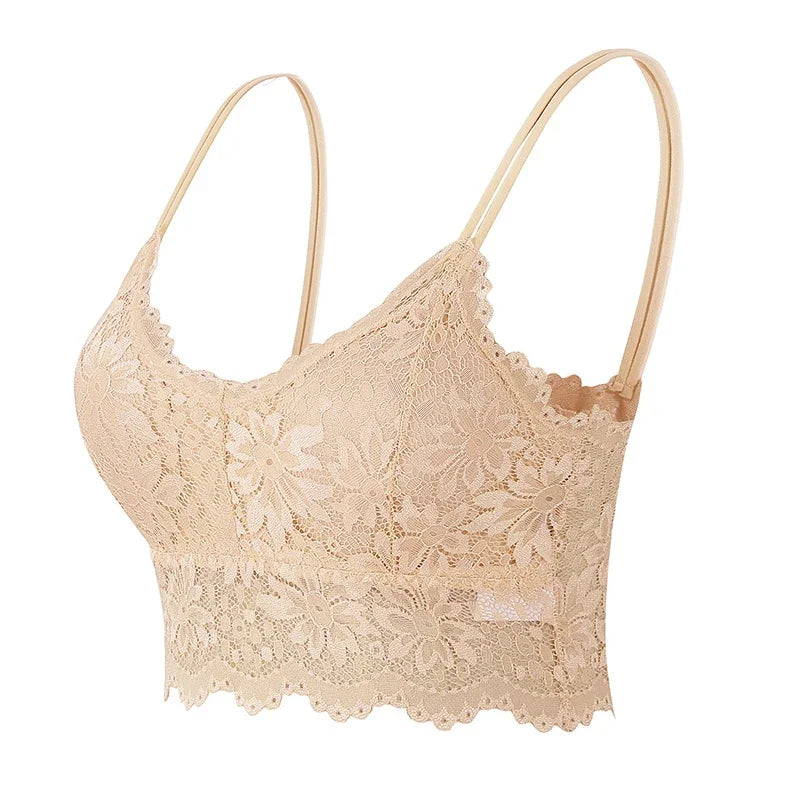 Women Sexy Lace Bras Top Comfortable Bralette Solid Color Underwear Female Hollow Out Wireless Breathable Lingerie Seamless Bra