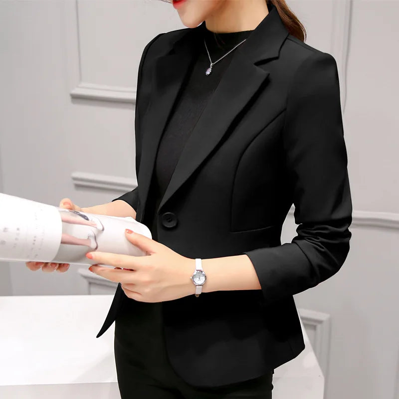 Women's Blazer Long Sleeve Blazers Pockets Jackets Coat Slim Office Lady Jacket Female Tops Suit Blazer Femme Jackets