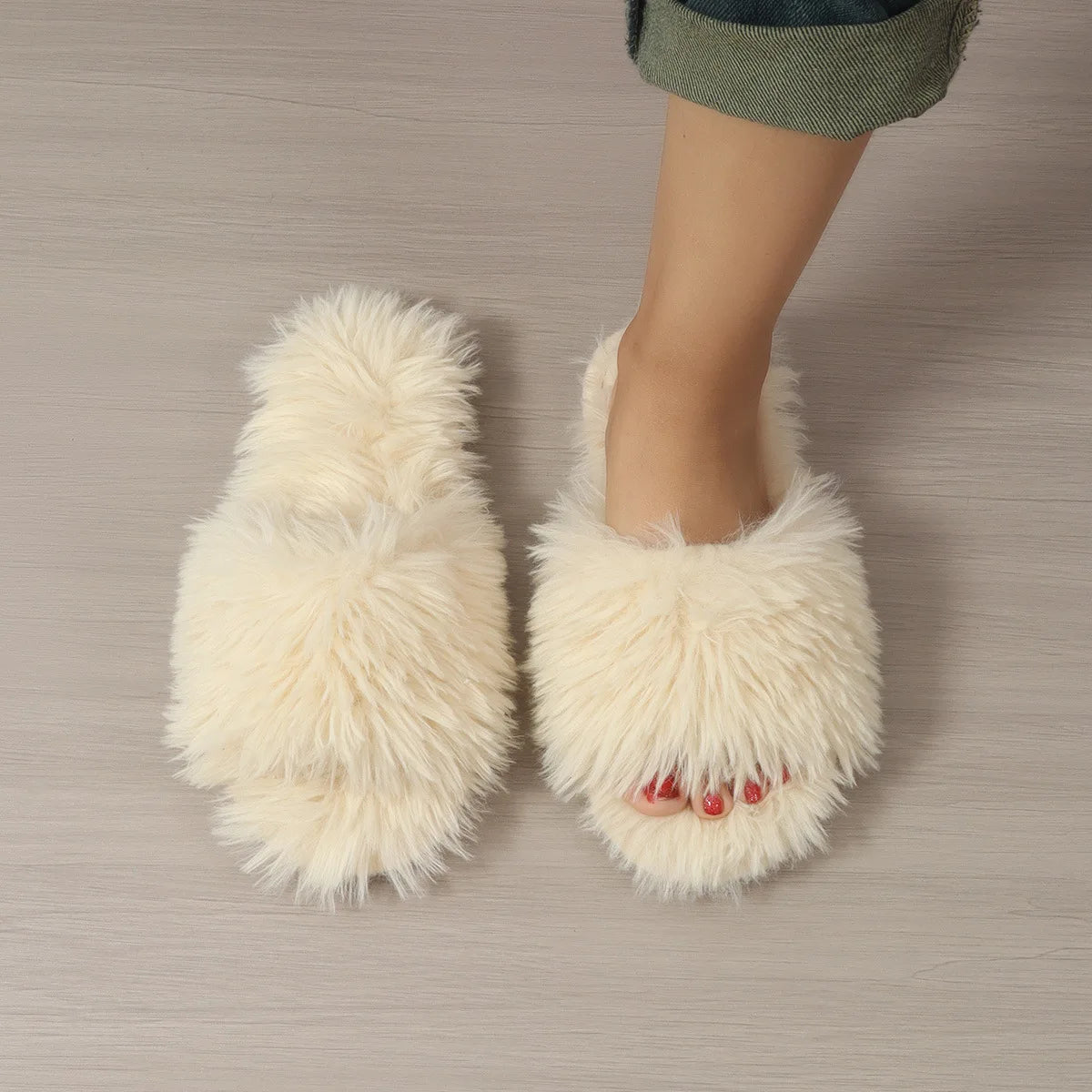 Women's Indoor Slippers 2024 Autumn and Winter New Plush Home Lazy Slippers Anti slip Durable Fashion Warm Sandals Slippers