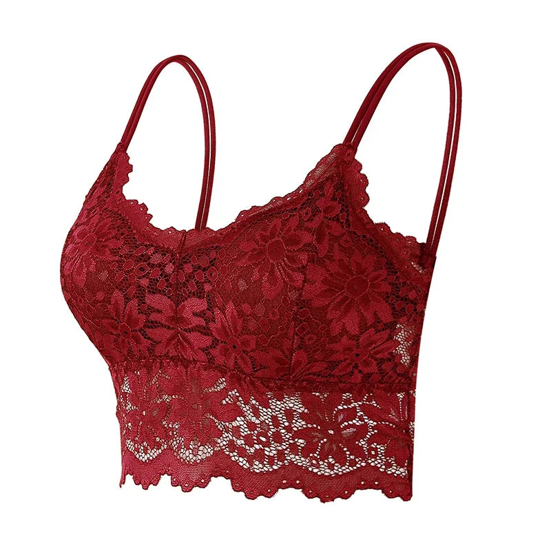 Women Sexy Lace Bras Top Comfortable Bralette Solid Color Underwear Female Hollow Out Wireless Breathable Lingerie Seamless Bra