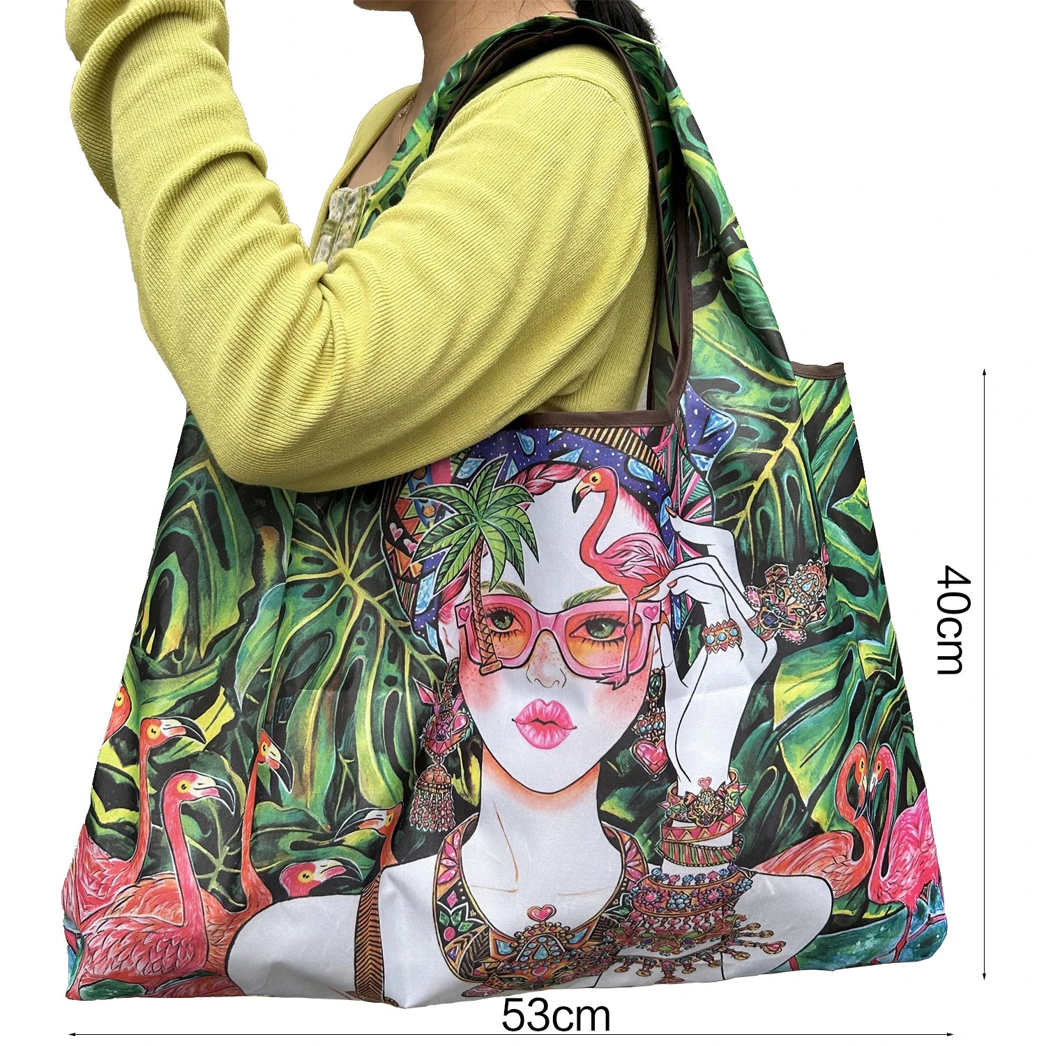 New Fashion Bag Large Foldable Shopping Bag Reusable Grocery Storage Bag Nylon Portable Shoulder Handbag for Travel Pocket Tote