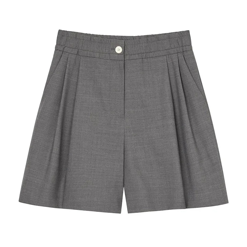 Summer New Women's Elastic Waist Gray or Black Shorts Simple Versatile Female Loose Simple Suit Short Pants