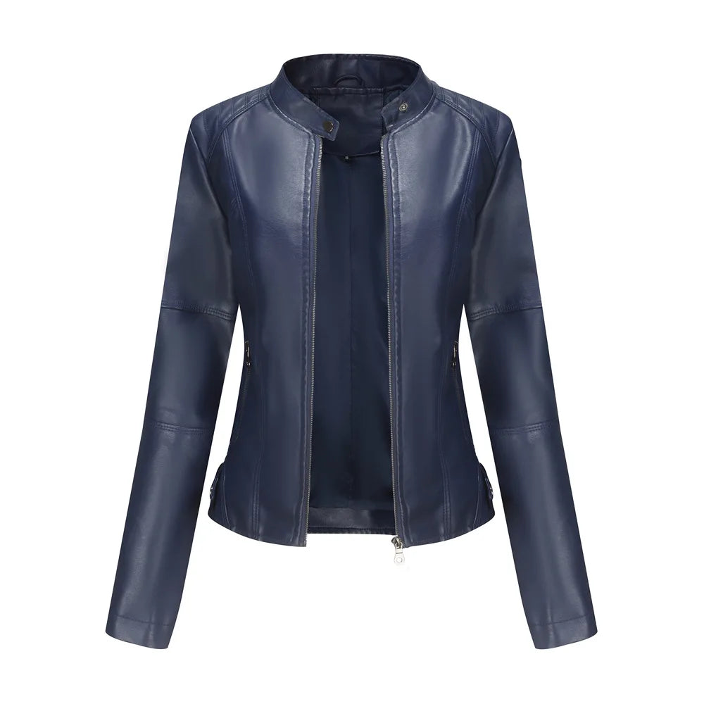 Leather coat spring women leather jacket slim motorcycle clothing Zipper fashion jackets and coats black high-quality clothing