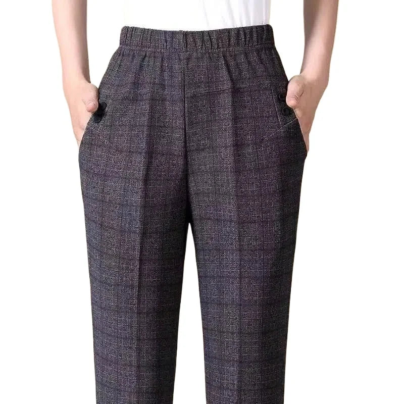 Plus size 8XL Autumn Women Trousers Oversize Elastic High Waist Loose Casual Pants Middle-aged Female Winter Warm Stretch Pants