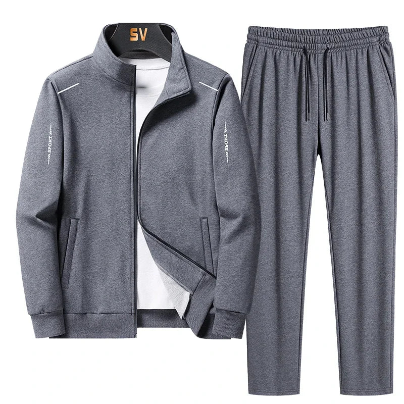 Men Set Large Size 6XL 7XL 8XL Fashion New Autumn Winter Homme Suit Sweatshirt Sweatpants Men's Set Male Tracksuit Jacket