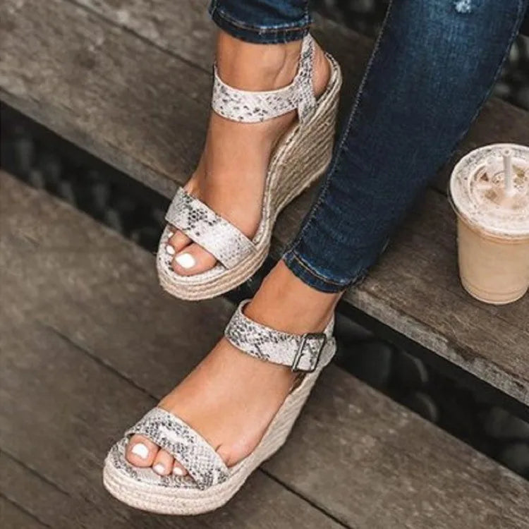 Women Leisure Wedges Heeled Wedge heel serpentine sandals Summer New Sandals Party Platform High Heels Shoes sandalias mujer