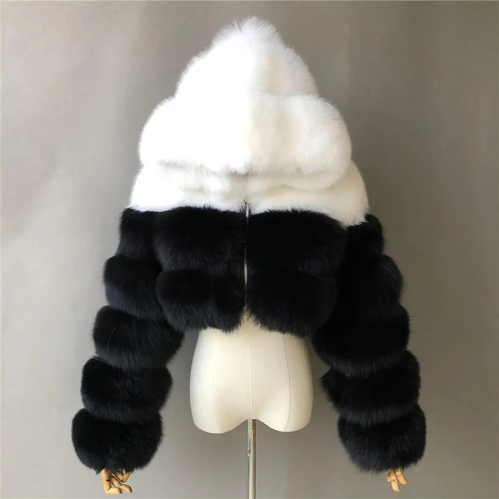 BEIZIRU Winter Women Real Fox Fur Coat Hooded Red Fox Raccoon Zipper Top Luxury Natural Girl Jackets