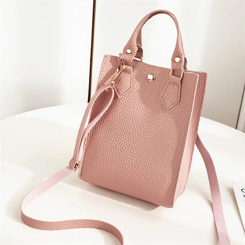 Women's Handbag Fashion Simple Large Capacity Lychee Pattern One Shoulder Phone Money Cosmetics Female's Crossbody Bags