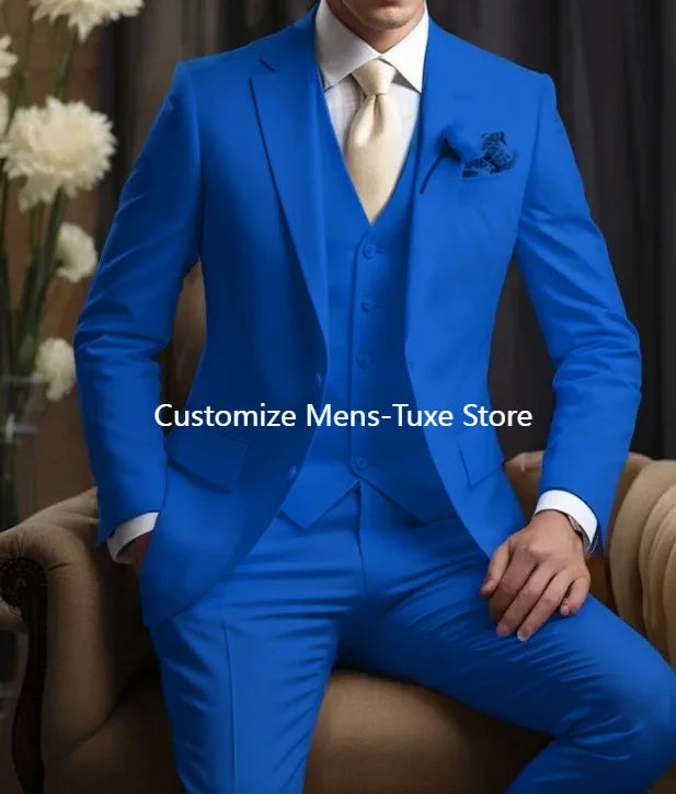Elegant Wedding Men's Suits Blazer Slim Fit 3 Pcs Jacket Pants Vest Luxury Costume Homme Formal Party Male Clothing