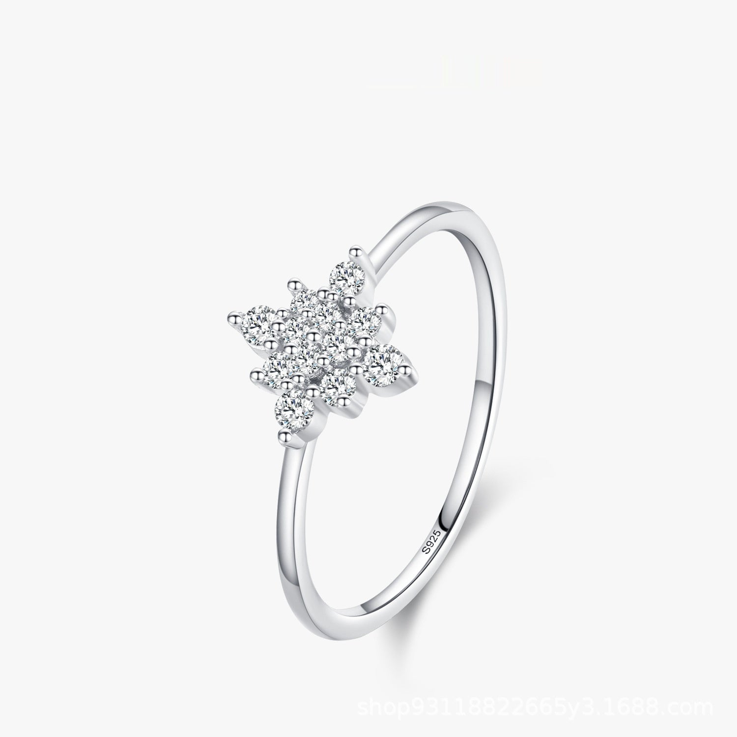 S925 Sterling Silver Simple Personalized Snowflake Female Elegant Sweet Fine Ring