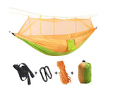 Outdoor Parachute Cloth Hammock Couble with Mosquito Net Light Portable Army Green Insect-proof Camping Aerial Tent