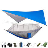 Outdoor Parachute Cloth Hammock Couble with Mosquito Net Light Portable Army Green Insect-proof Camping Aerial Tent