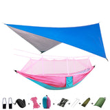 Outdoor Parachute Cloth Hammock Couble with Mosquito Net Light Portable Army Green Insect-proof Camping Aerial Tent