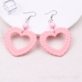 Candy-colored Earrings Hollow-out Woven Love Acrylic Earrings