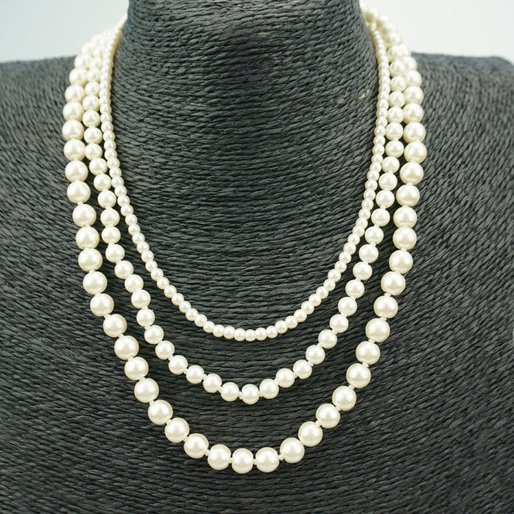 Fashion Multi-layer Glass Pearl Choker Simple Temperament