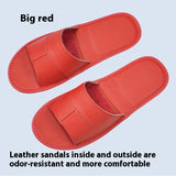 Home Indoor Non-slip Soft Bottom Top Layer Cowhide Sandals