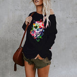 New casual sexy personality skull long-sleeved top