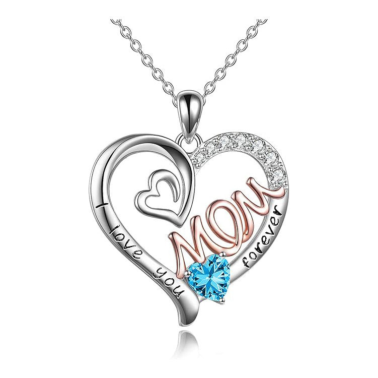 Women's Twelve Birthstone Fashion Love MOM Necklace