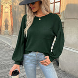 Top Long Sleeve Grey Open Back Cutout Knit Sweater