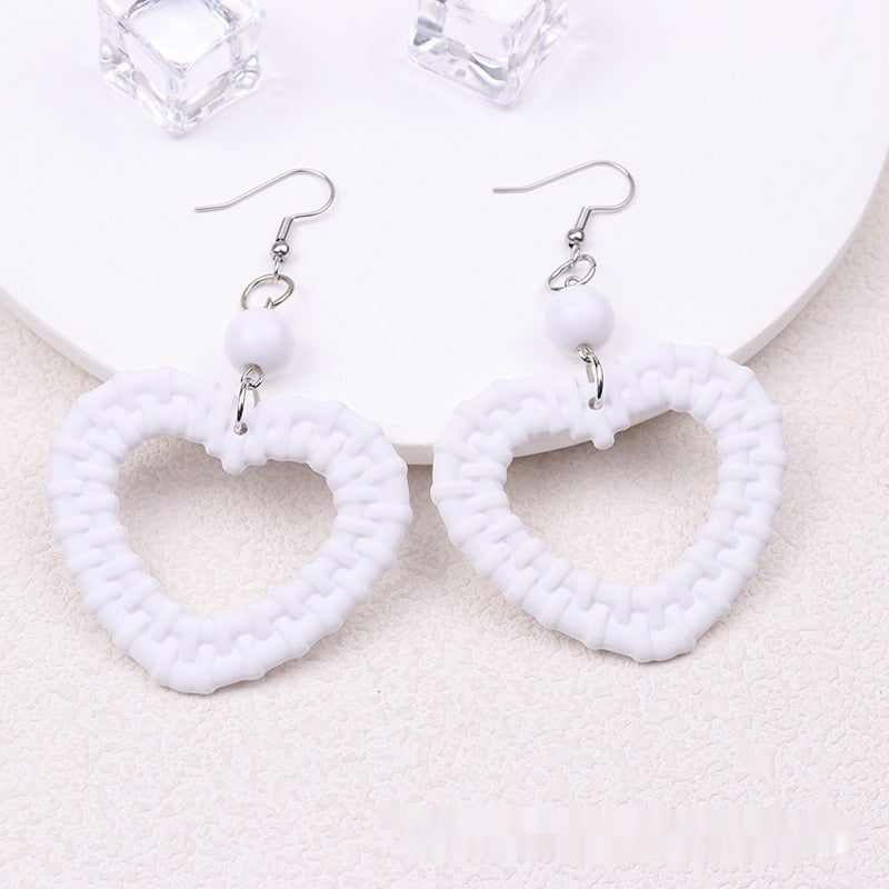 Candy-colored Earrings Hollow-out Woven Love Acrylic Earrings