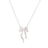 Escape Princess Simplicity Silver Bow Necklace Ins Style