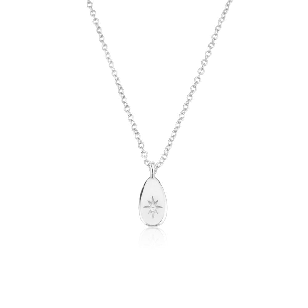 S925 Sterling Silver Pear-shaped Snowflake Pendant Necklace