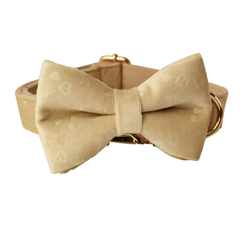 Nude Love Velvet Dog Bow Tie Dog Collar Rope