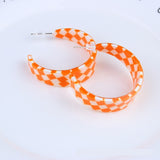 Internet Celebrity Checkerboard C- Ring Geometric Ear Ring