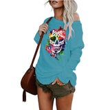 New casual sexy personality skull long-sleeved top