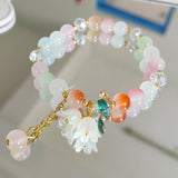 Cream Two-tone Lily Women's Crystal Flowers Bracelet