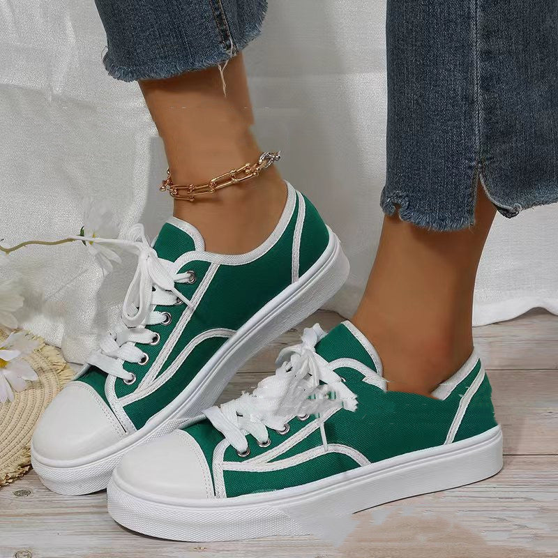 Women's Solid Color Flat Platform Sneakers