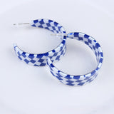 Internet Celebrity Checkerboard C- Ring Geometric Ear Ring