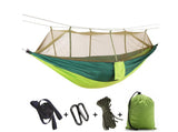 Outdoor Parachute Cloth Hammock Couble with Mosquito Net Light Portable Army Green Insect-proof Camping Aerial Tent