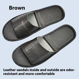 Home Indoor Non-slip Soft Bottom Top Layer Cowhide Sandals