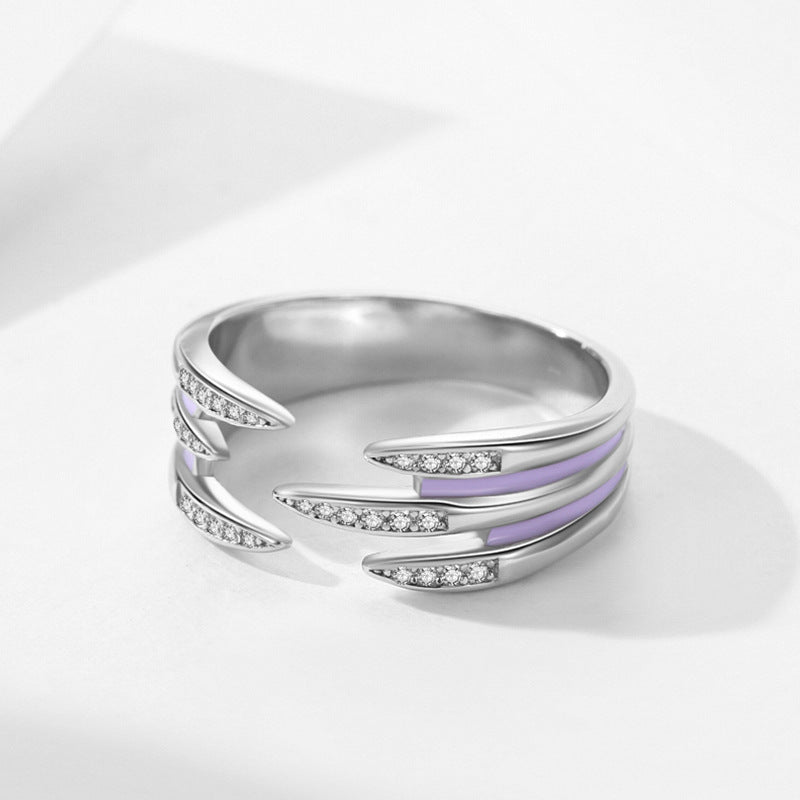 S925 Silver High-grade Enamel Open Ring Personalized Ins Style Stackable