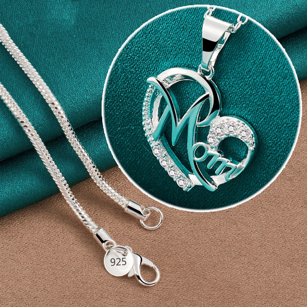 Letter Love Inlaid Zircon Pendant Necklace