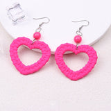 Candy-colored Earrings Hollow-out Woven Love Acrylic Earrings