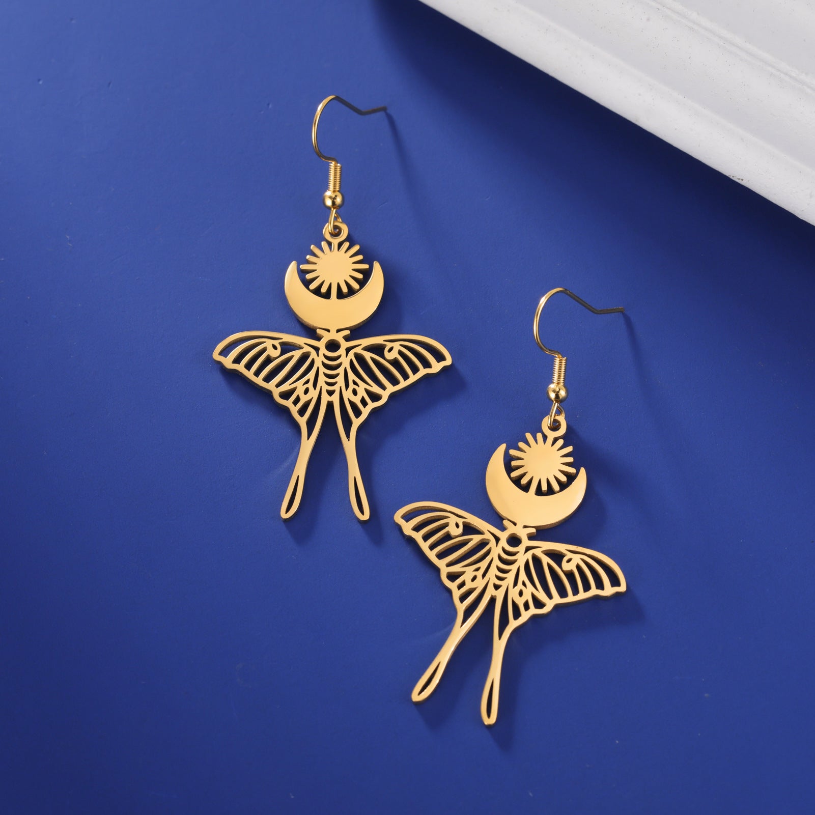 Moon Sun Butterfly Pendant Earrings For Women