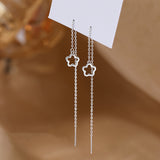 Hollow Flower Earrings Mori Style Simple Special-interest Design Temperament Long Tassel