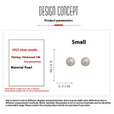 Sterling Silver Needle Elegant Fashion Flat Pearl Stud Earrings