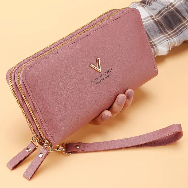 Long Women's Wallet Female Purses Tassel Coin Purse Card Holder Wallets Double Zipper Pu Leather Clutch Luxury Money Phone Bag