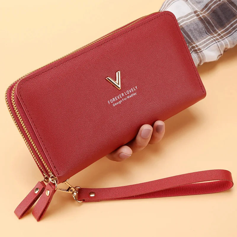 Long Women's Wallet Female Purses Tassel Coin Purse Card Holder Wallets Double Zipper Pu Leather Clutch Luxury Money Phone Bag