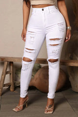 New Black Ripped Jeans For Women Fashion High Waist Denim Pencil Pants Stretch Slim Skinny Trousers XS-XL Global Drop Ship