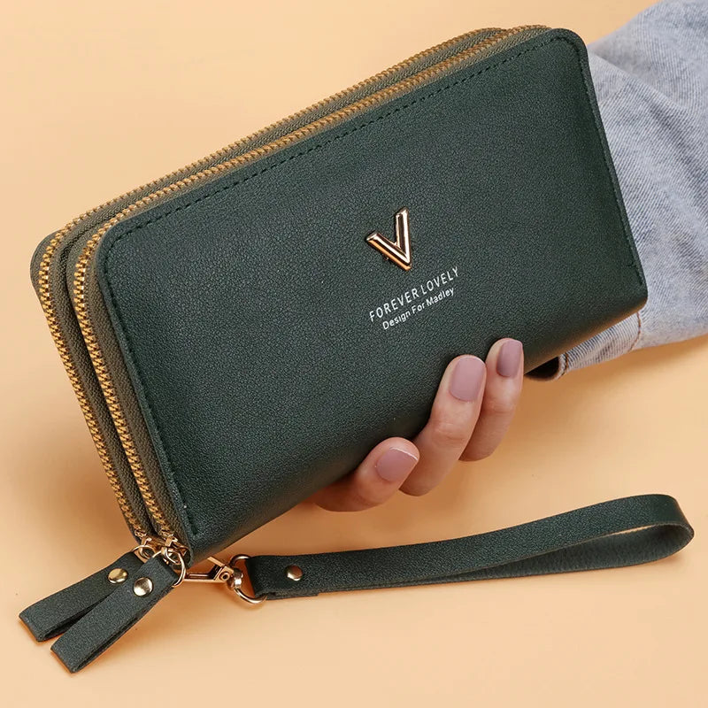 Long Women's Wallet Female Purses Tassel Coin Purse Card Holder Wallets Double Zipper Pu Leather Clutch Luxury Money Phone Bag